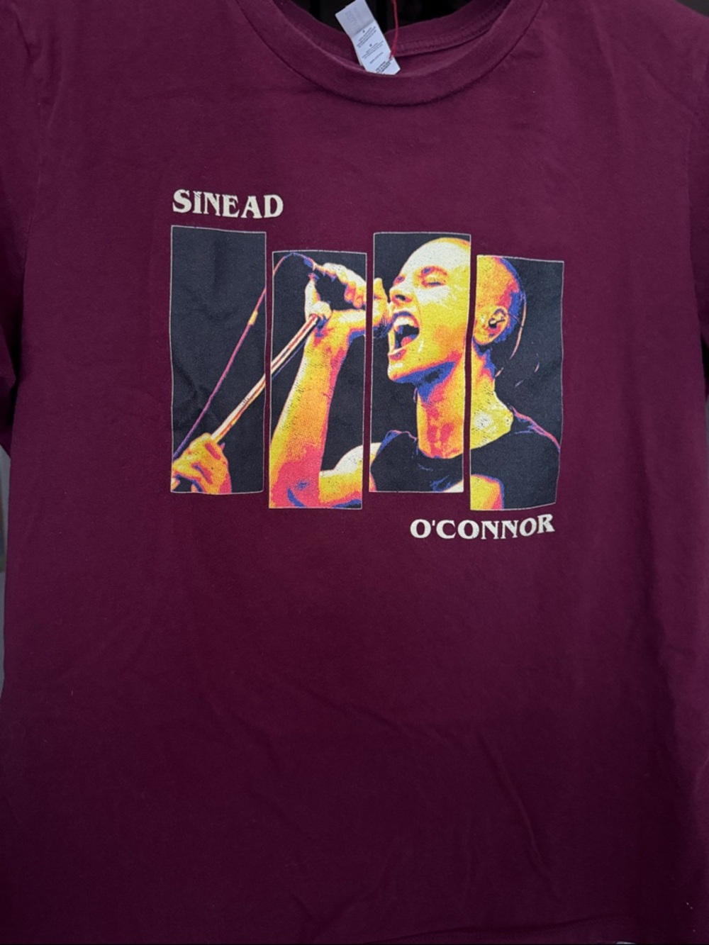 Maroon Sinead O'Connor / black flag bars Graphic Tee, large quality punk t-shirt - Picture 16 of 16